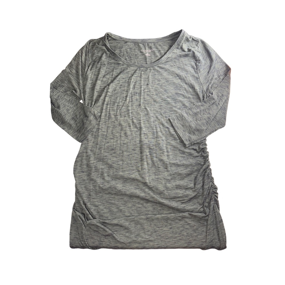 Womens Ruched Side Heather Grey Maternity XXL Top Long Sleeve Shirt Liz Lange